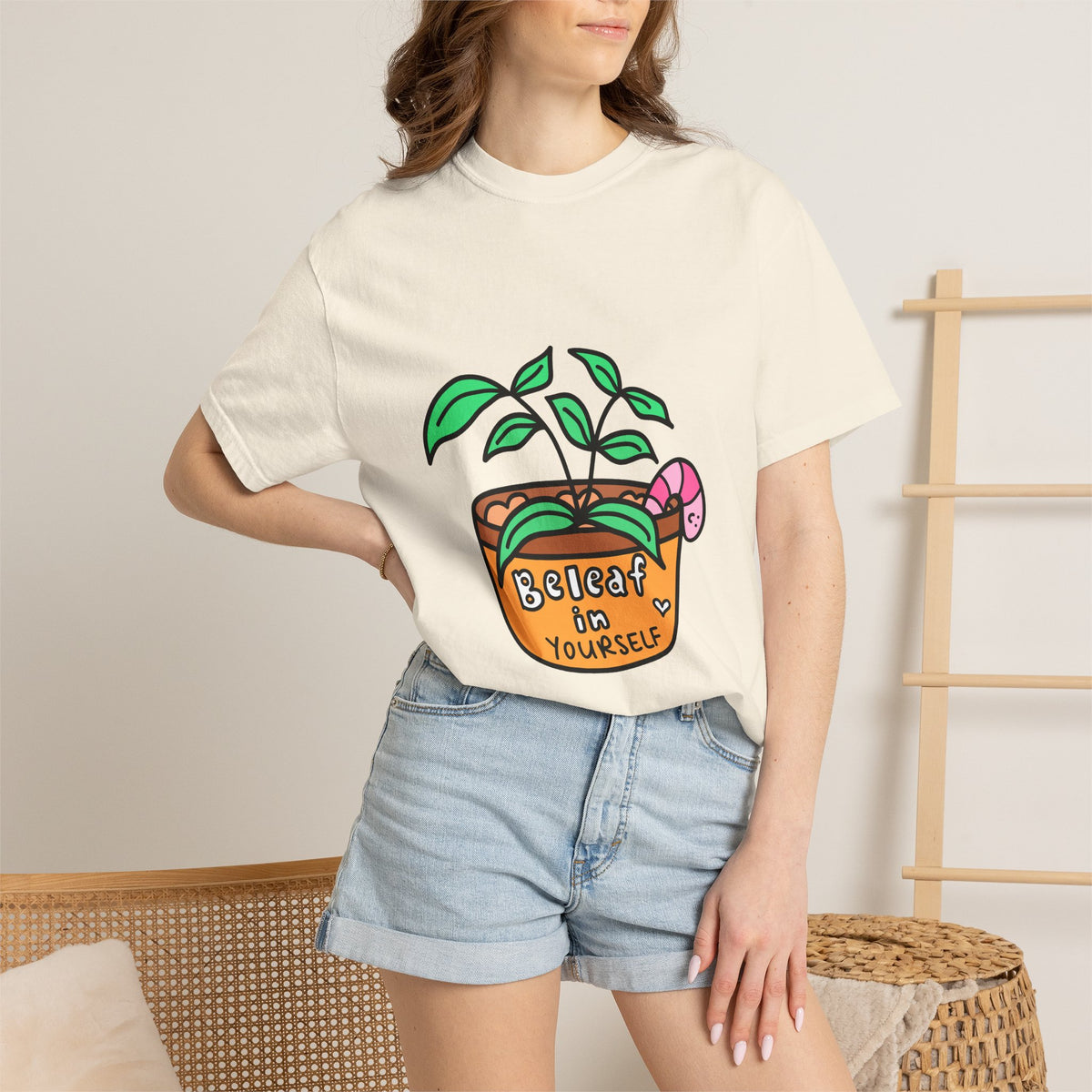 Cute Plant T-Shirt | Mental Health Unisex Shirt | Plants Lover Clothing | Believe In Yourself | Inspirational Quote Pun