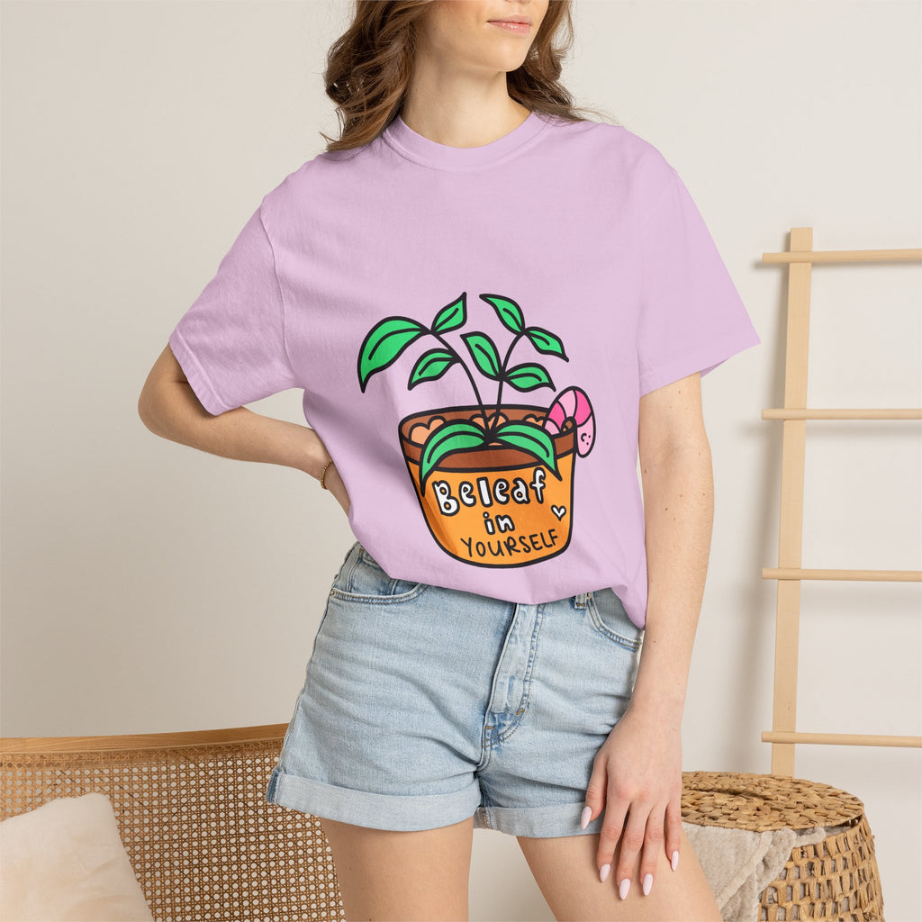 Cute Plant T-Shirt | Mental Health Unisex Shirt | Plants Lover Clothing | Believe In Yourself | Inspirational Quote Pun