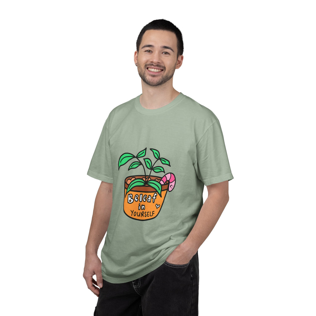 Cute Plant T-Shirt | Mental Health Unisex Shirt | Plants Lover Clothing | Believe In Yourself | Inspirational Quote Pun