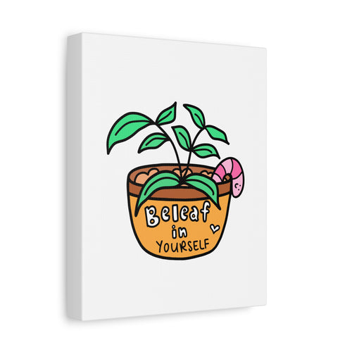 Canvas Wall Art – "Beleaf in Yourself" Plant Illustration