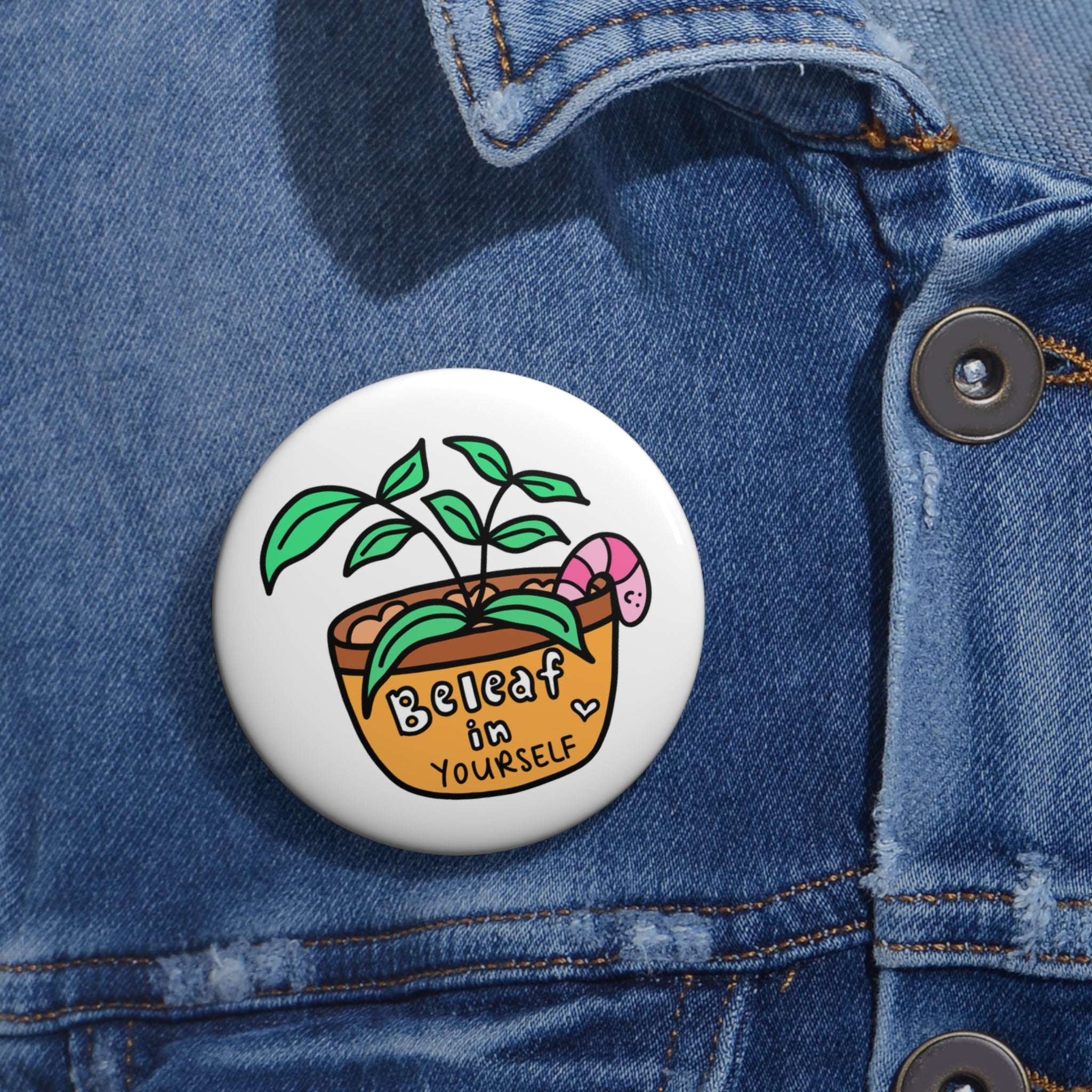 Cute Plant Pin | Gifts for Plant Lovers | Plants Accessory | Positive Affirmations | Mental Health Quotes | Believe In Yourself Pun | Plant Enamel Pin