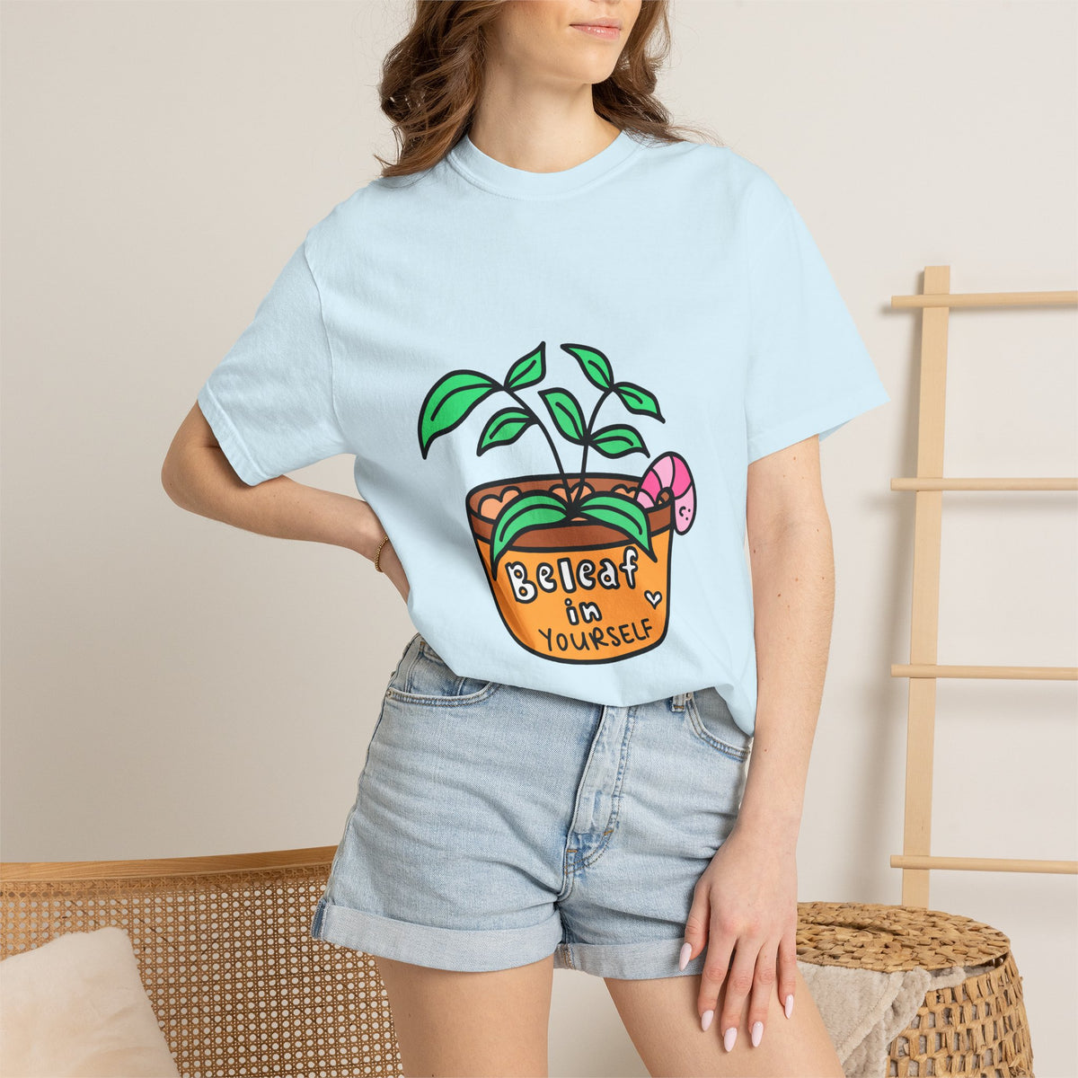 Cute Plant T-Shirt | Mental Health Unisex Shirt | Plants Lover Clothing | Believe In Yourself | Inspirational Quote Pun